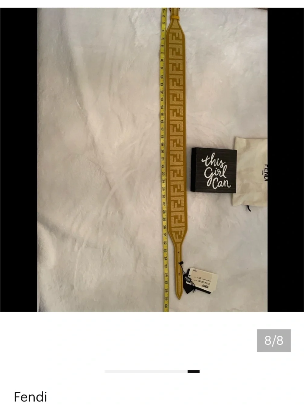 Fendi Yellow FF Logo Stretch Belt with Buckle 75 cm .  Small